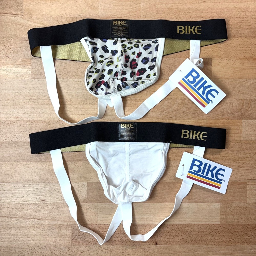 Bike Active Jockstrap Men's Large Lot of 2 Animal Print White New